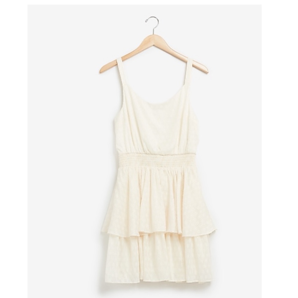Textured Metallic Tiered Ruffle Fit & Flare Dress